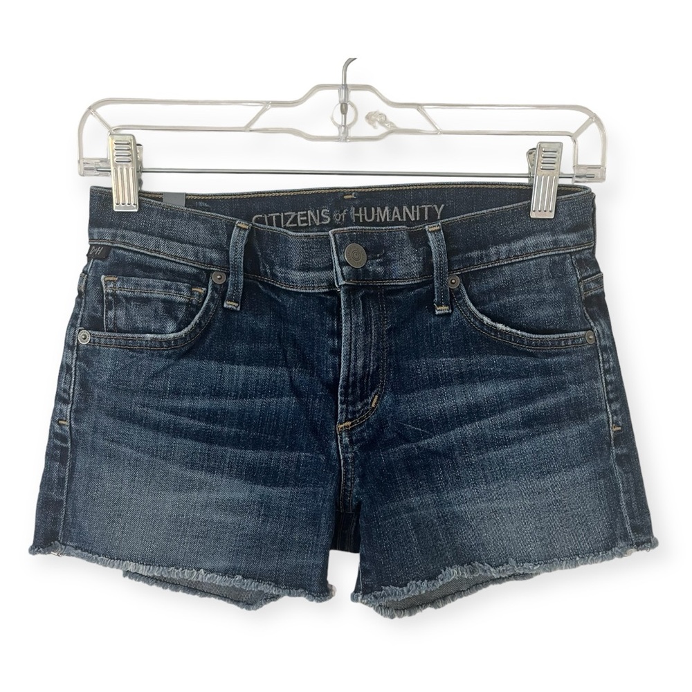 Citizens Of Humanity Cut Off Short Denim Jeans Soft Cotton Frayed Hem Sz 24 (gg)